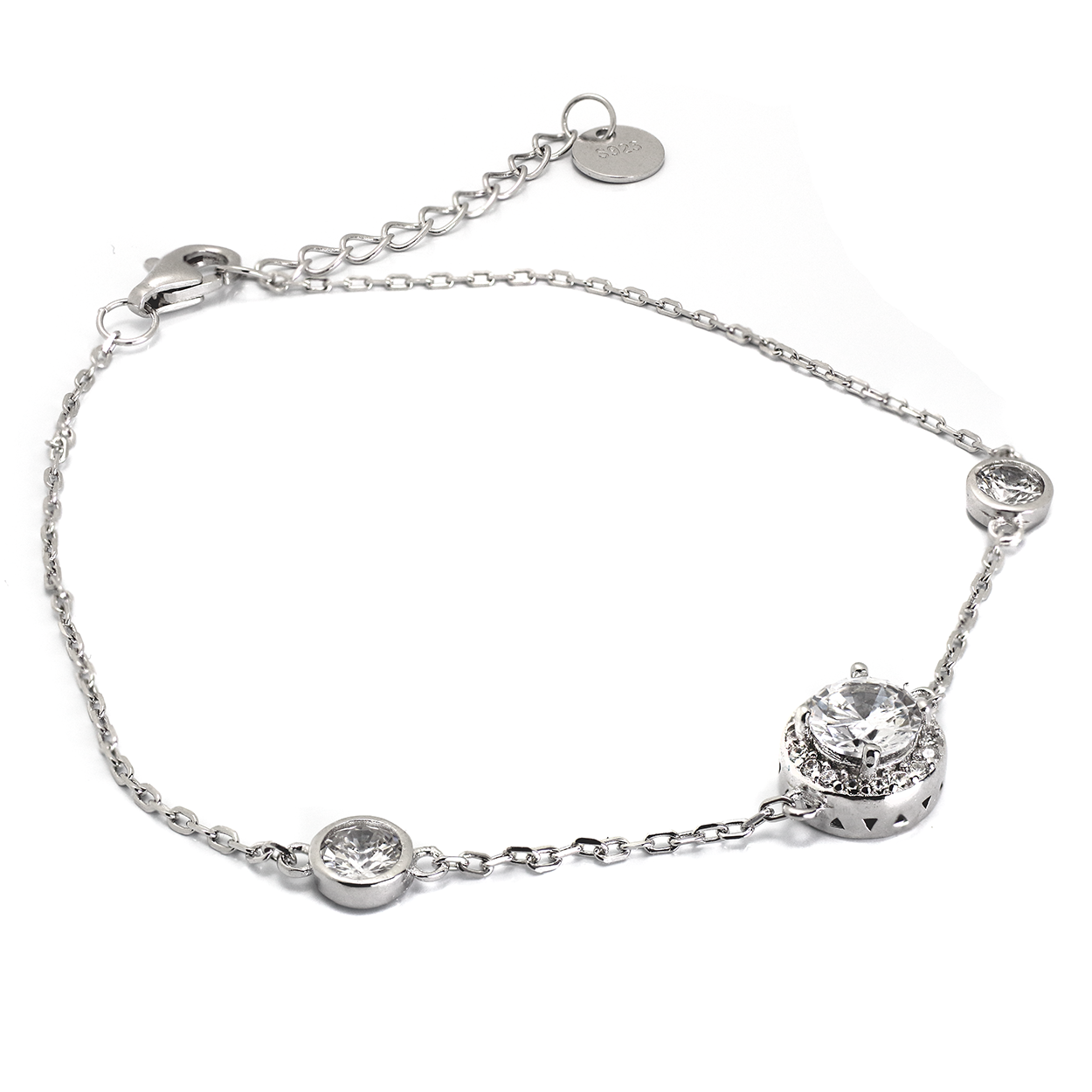 Sterling Silver Circle Halo Bracelet