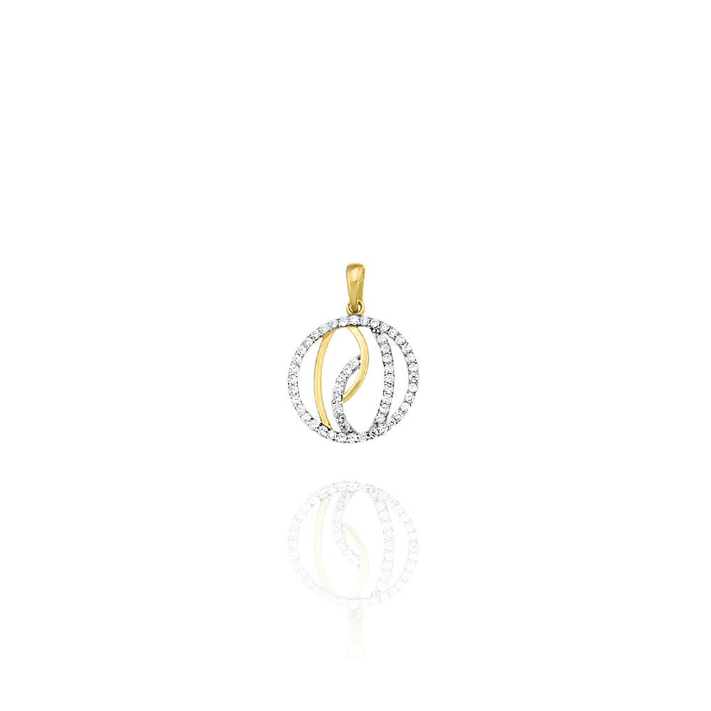 10KT Yellow and White Gold Mini Round Pendant set with Cubic Zirconia