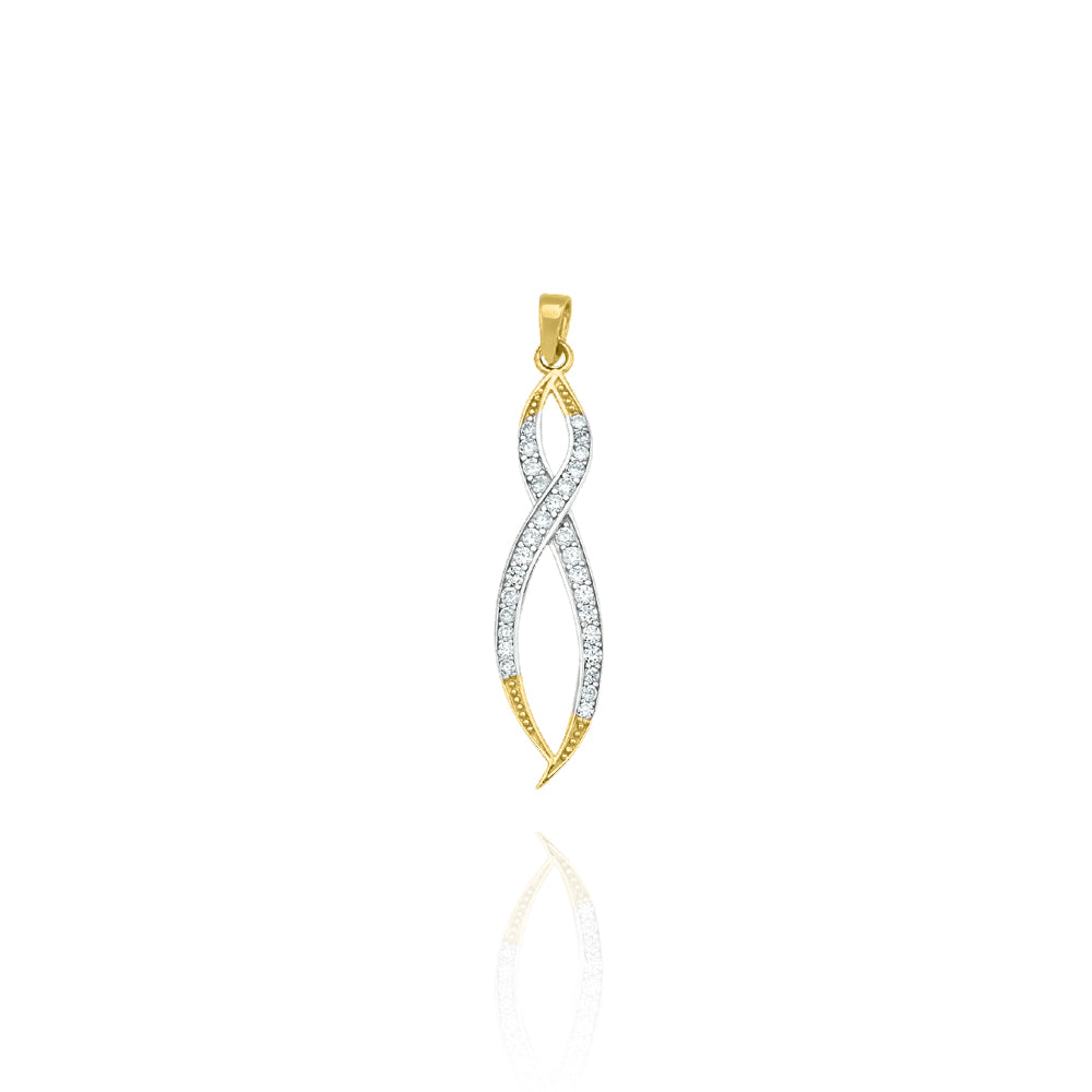 10KT Yellow and White Gold Forever Drop Pendant set with Cubic Zirconia