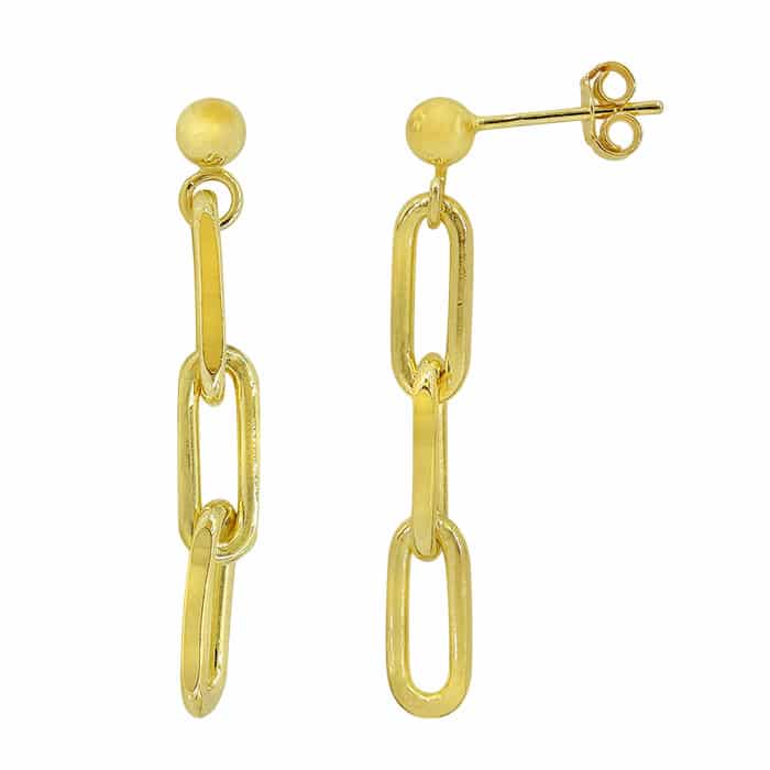 Sterling Silver Gold Plated Paper Clip Dangle earrings