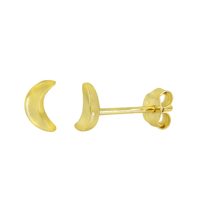 Moon Sterling Silver Yellow Gold Studs