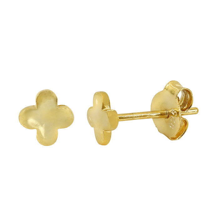 4 Clover Sterling Silver Gold Plated Studs