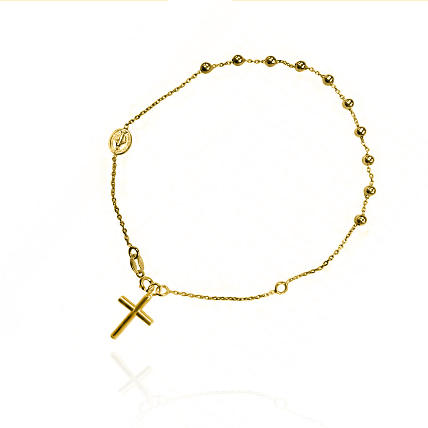 18KT Yellow Gold Diamond Cut Rosary Bracelet | Holy Grace