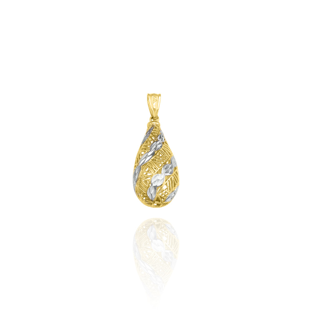 10KT Yellow and White Gold Ball Drop Pendant