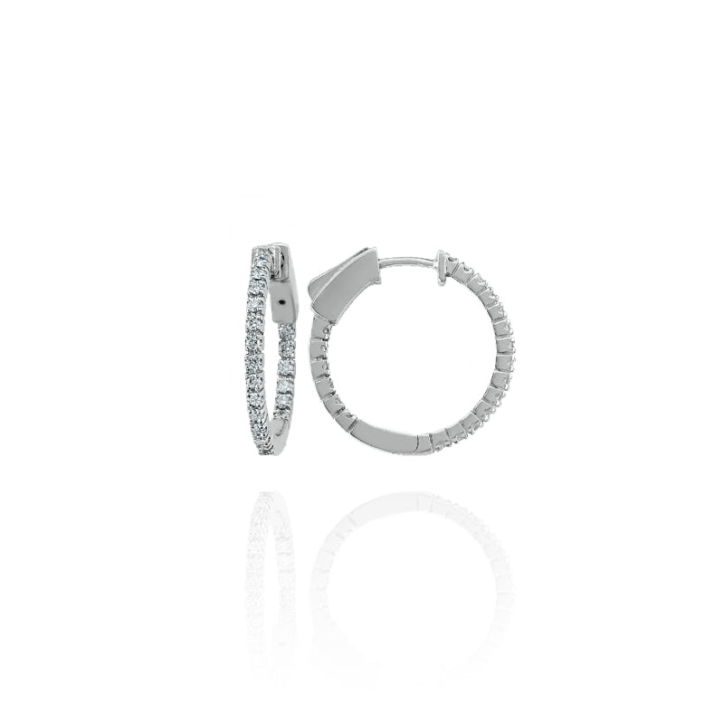 14KT White Gold Diamond Set Hoop Earrings 0.40CTW