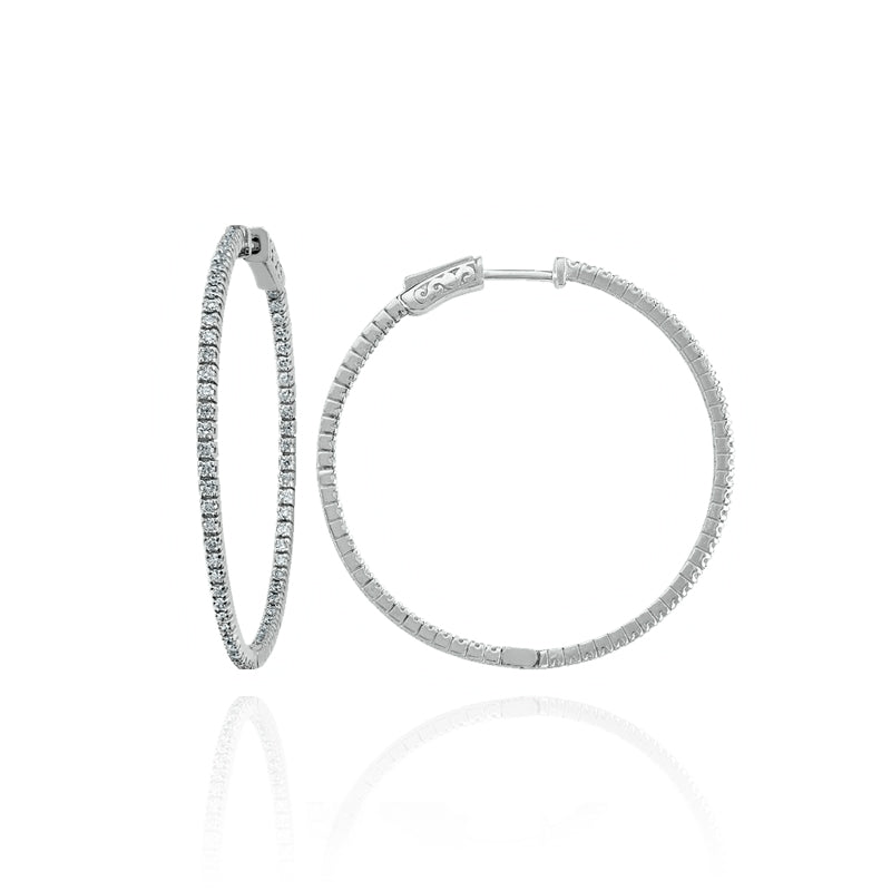 14KT White Gold Diamond Set Hoop Earrings 0.80CTW