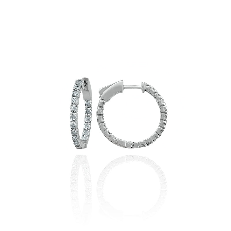 14KT White Gold Diamond Set Hoop Earrings 1.00CTW