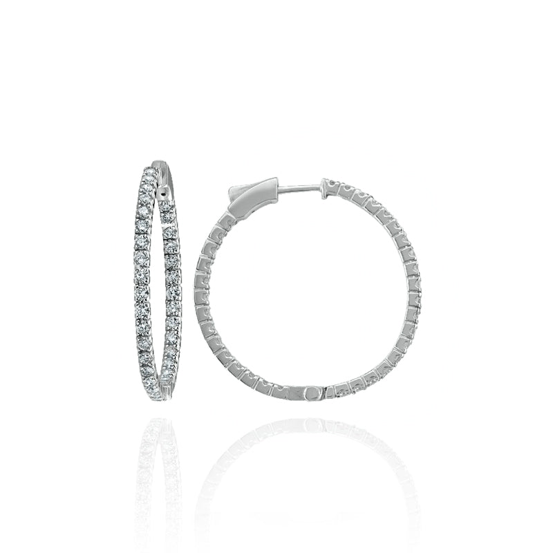 14KT White Gold Diamond Set Hoop Earrings 1.50CTW