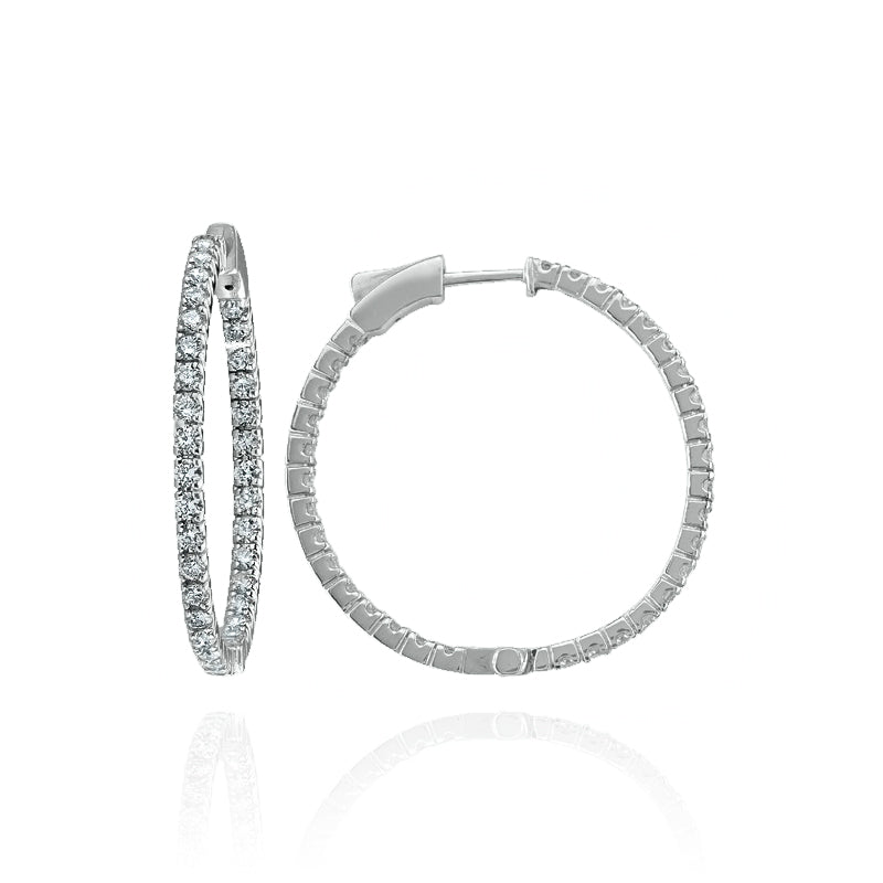 14KT White Gold Diamond Set Hoop Earrings 2.00CTW